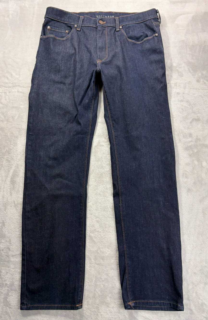 Mott And Bow Broome Jeans Slim Dark Blue Men's 36x32 Stretch Denim Heavy Weight